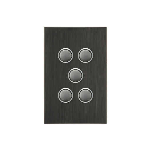 clipsal saturn series 5 gang switch plate cover only horizon black