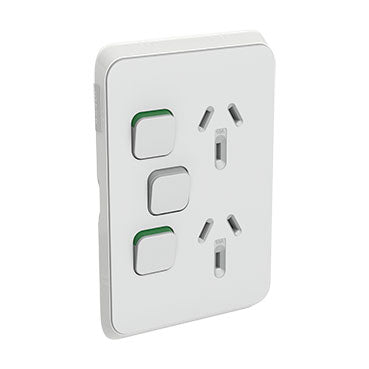 clipsal iconic double powerpoint with extra switch cover plate 10a