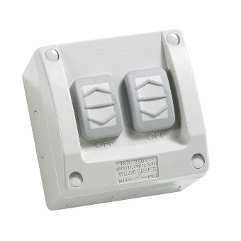 clipsal weatherproof 2 gang switch