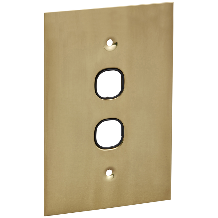 clipsal bbsl polished brass 2 gang grid and plate assembly