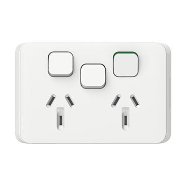 copy of clipsal iconic double power point outlet 10a with extra switch skin only 5 finishes