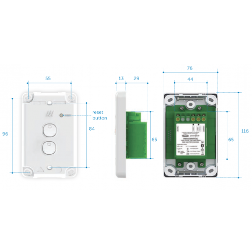 Powermesh 2 Button Multi Purpose Switch Vertical 5AX