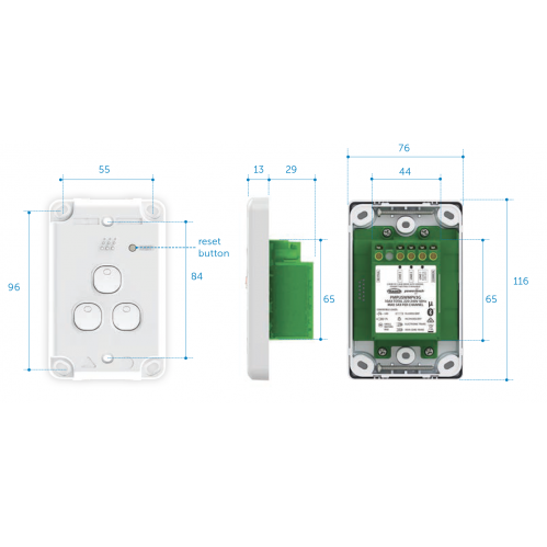 Powermesh 3 Button Multi Purpose Switch Vertical 5AX