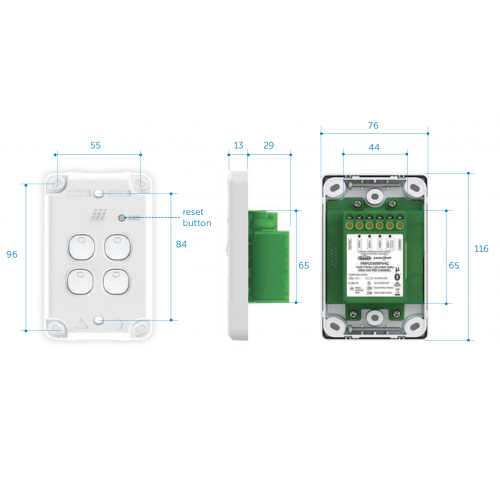 Powermesh 4 Button Multi Purpose Switch Horizontal 5AX