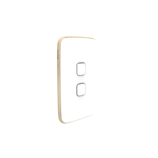 clipsal iconic 2 gang switch plate skin only arctic white