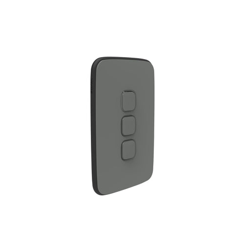 clipsal iconic 3 gang switch plate skin only ash grey