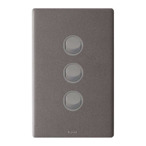 Legrand Excel Life Dedicated Plate 3 Gang Switch, Available in 5 Colours