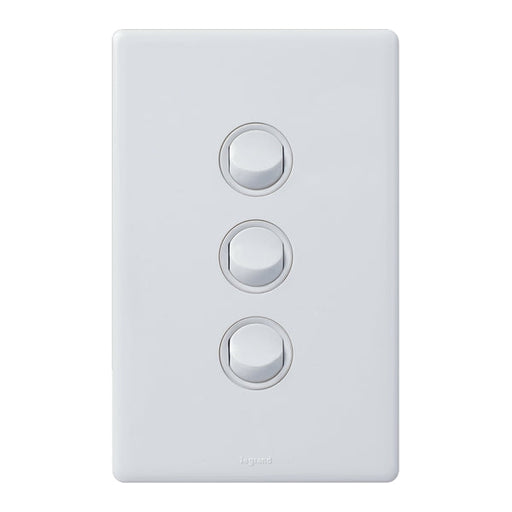 Legrand Excel Life Dedicated Plate 3 Gang Switch, Available in 5 Colours