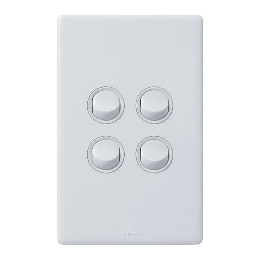 Legrand Excel Life Dedicated Plate 4 Gang Switch, Available in 5 Colours