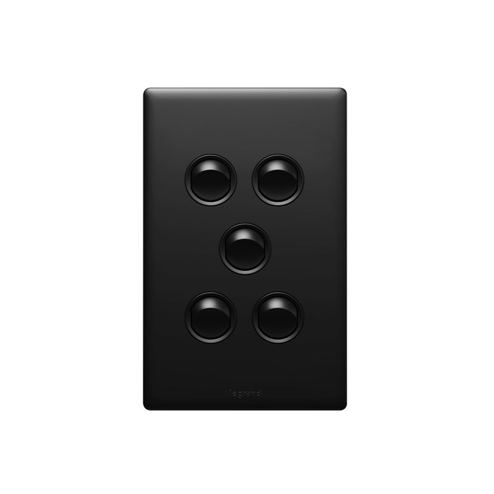 Legrand Excel Life Dedicated Plate 5 Gang Switch, Available in 5 Colours