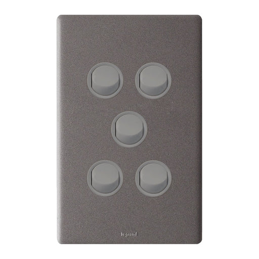 Legrand Excel Life Dedicated Plate 5 Gang Switch, Available in 5 Colours