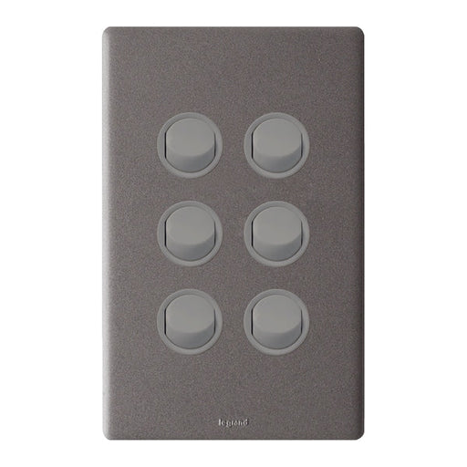 Legrand Excel Life Dedicated Plate 6 Gang Switch, Available in 5 Colours