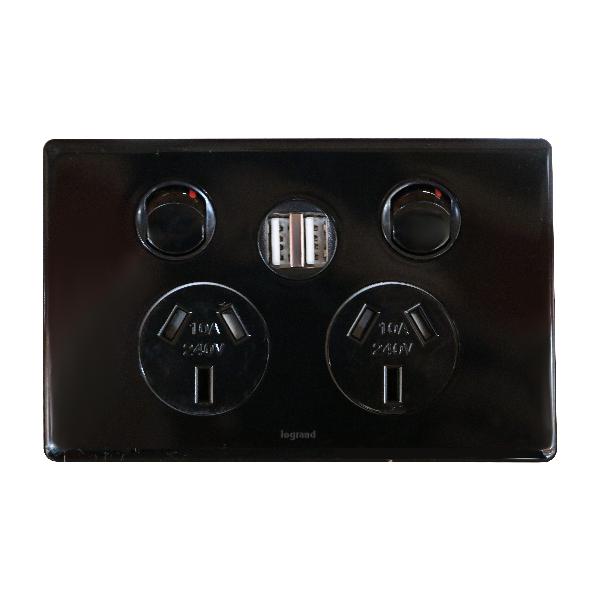 Legrand Excel Life Double Power Point Outlet With USB Charger, Available in 5 Colours