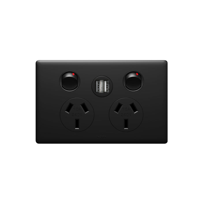 Legrand Excel Life Double Power Point Outlet With USB Charger, Available in 5 Colours