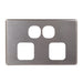 Flat Cat Double Power Point Brushed Aluminium Cover Only