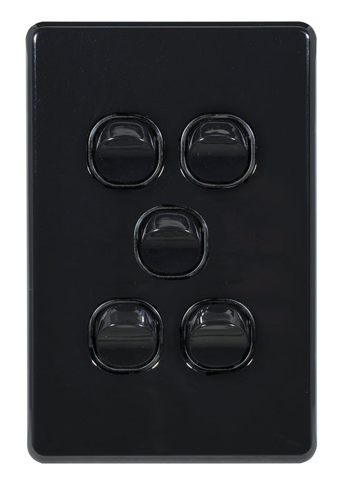 Flat Cat Slimline 5 Gang Complete Switch