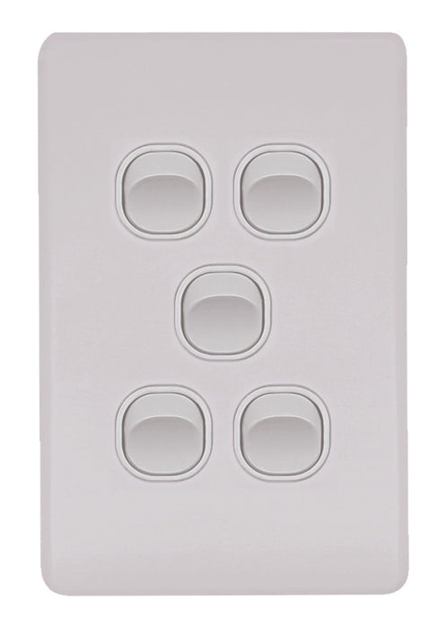 Flat Cat Slimline 5 Gang Complete Switch