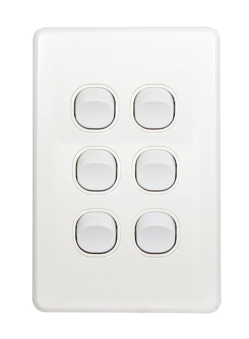 Flat Cat Slimline 6 Gang Complete Switch