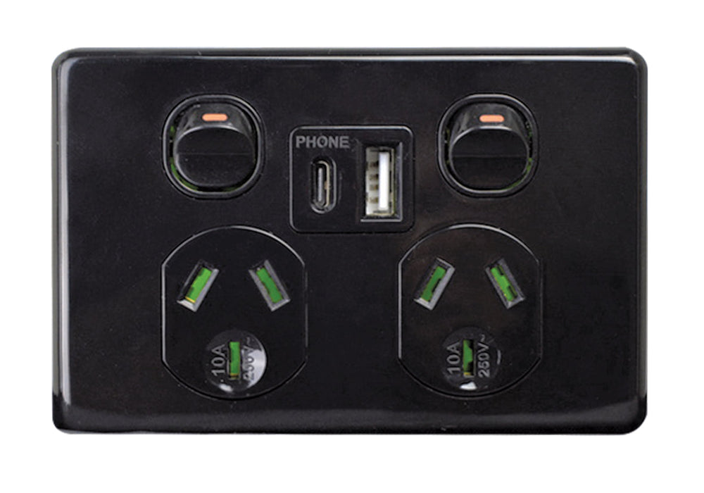 Puma Fully Integrated Type A & C Dual USB Charger Power Point