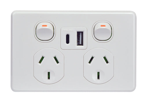Puma Fully Integrated Type A & C Dual USB Charger Power Point