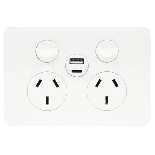 Hager Allure Double Powerpoint With USB A+C