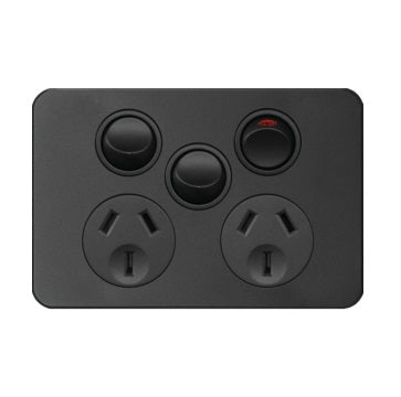 Hager Silhouette Double Power Point Outlet 10a With Extra Switch