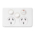 Hager Silhouette Double Power Point Outlet 10a With Extra Switch