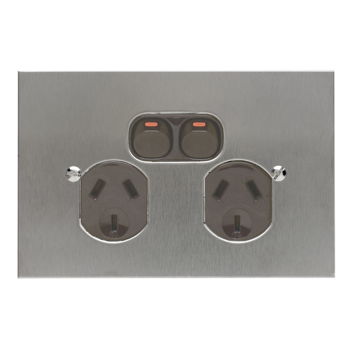 Clipsal BSL Stainless Steel Double Powerpoint Outlet