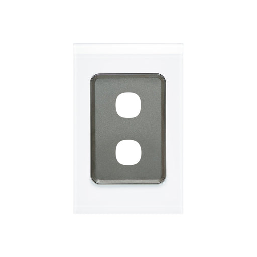 clipsal saturn series grid and plate assembly 2 gang 4032vh pw