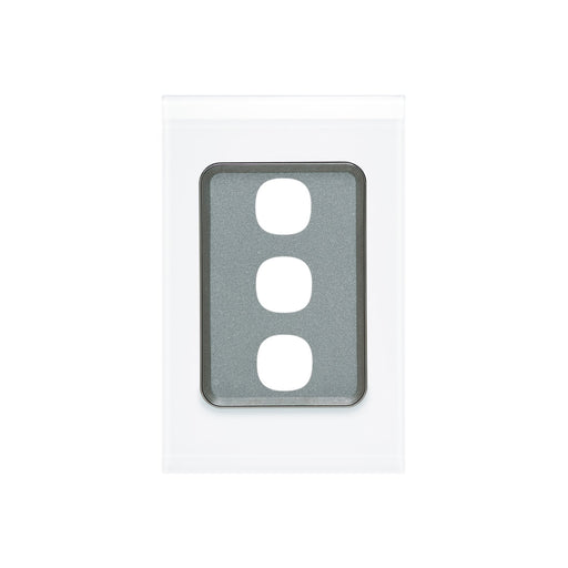 clipsal saturn series grid and plate assembly 3 gang 4033vh pw