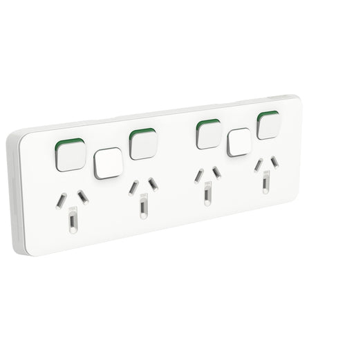 clipsal 3015 4xxc vw socket outlet skin for quad switched socket 4 gang with 2 extra switches vivid white