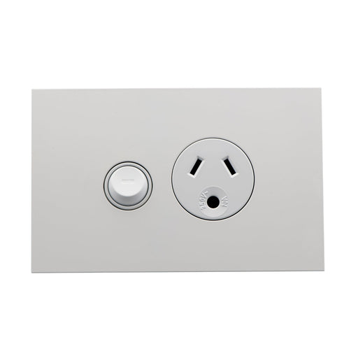 clipsal saturn zen socket switch sing 10a round earth white