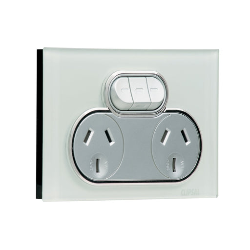 clipsal saturn series switched socket twin extra switch 4025x om