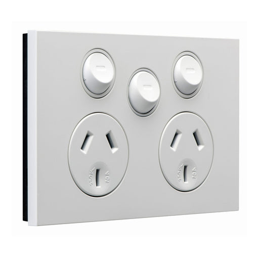 clipsal saturn zen socket outlet twin 10a 250v with ex switch white