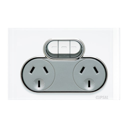 clipsal saturn series switched socket twin extra switch 4025x pw