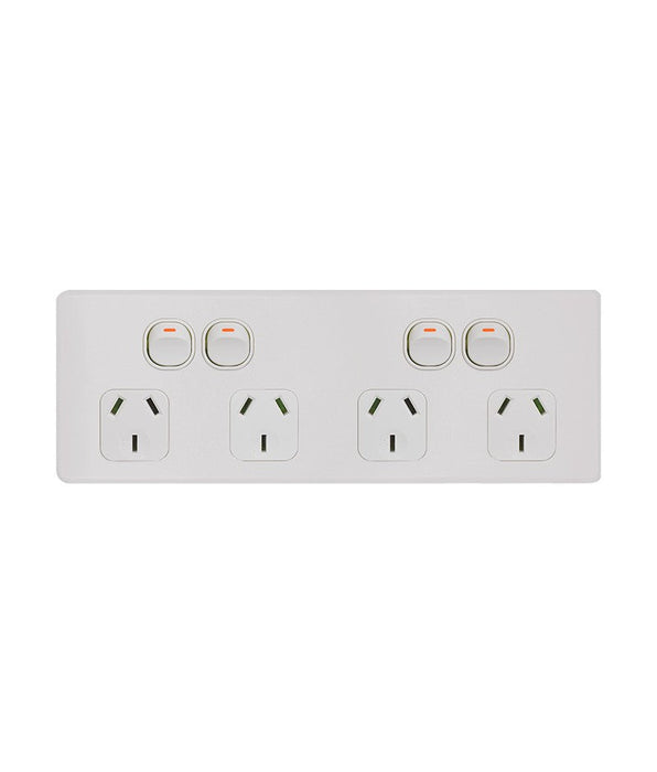 Flat Cat - Power Point Switched 4 Gang 10A Flush Mount with Custom Mounting Bracket