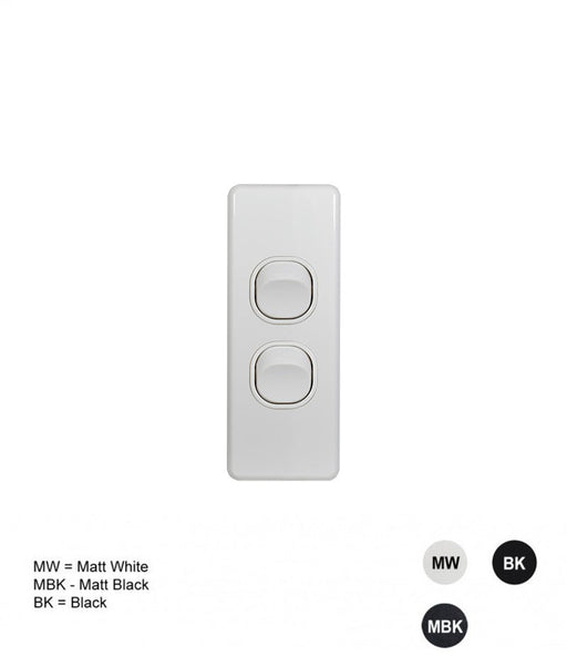 Trader Flat Cat 2 Gang Architrave Switch
