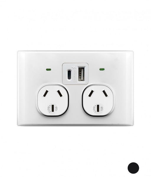 Snow Leopard - Fully Integrated Dual Format A & C USB Charger Auto Switched Power Point